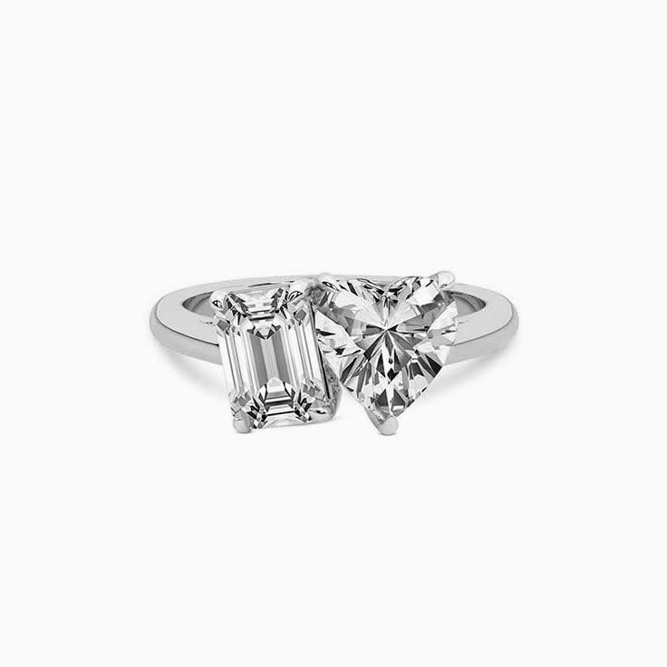Heart With Emerald Lab Diamond Ring