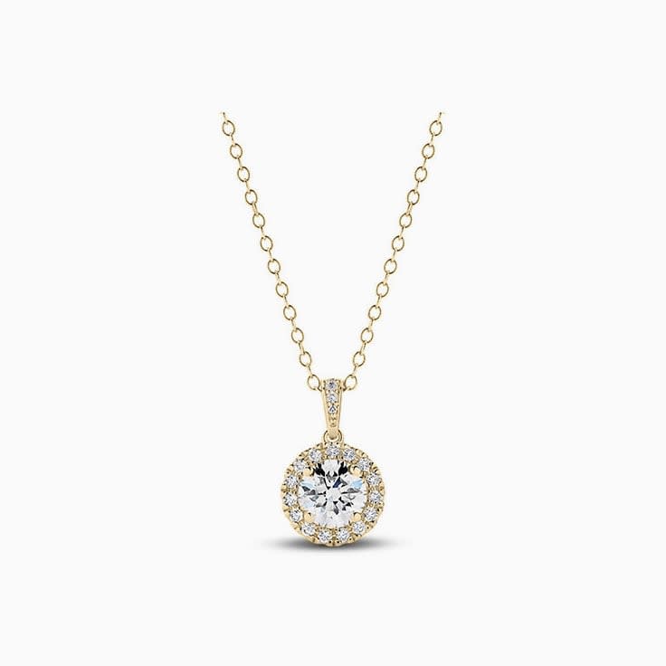 Round Lab Diamond With A Halo Necklace