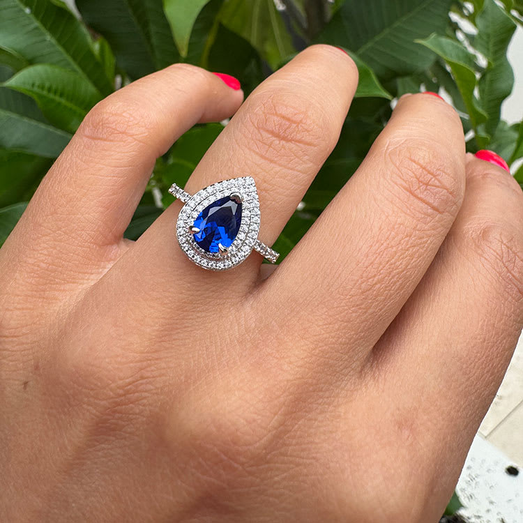 Lab Grown Sapphire With Double Halo