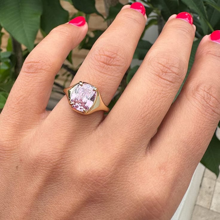Pink Lab Diamond On A Gold Band
