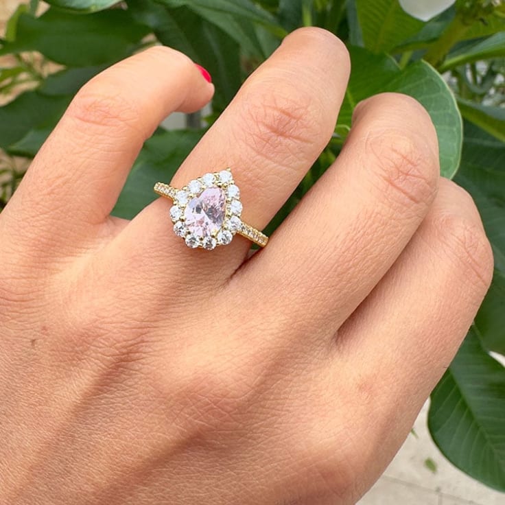 Lab Pink Diamond Ring With Halo