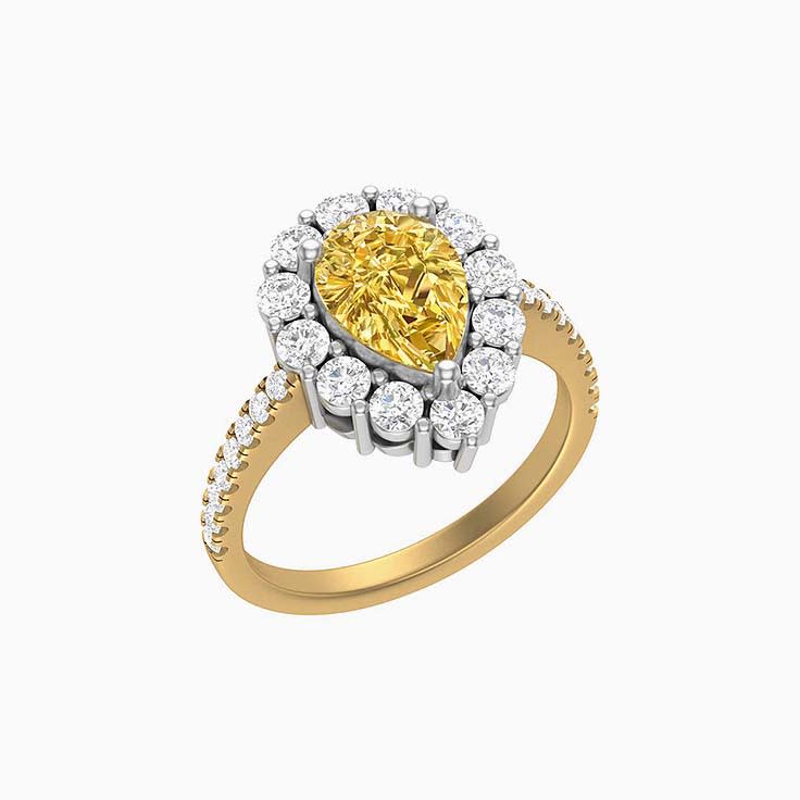 Lab yellow pear cut diamond 1 and a half carat