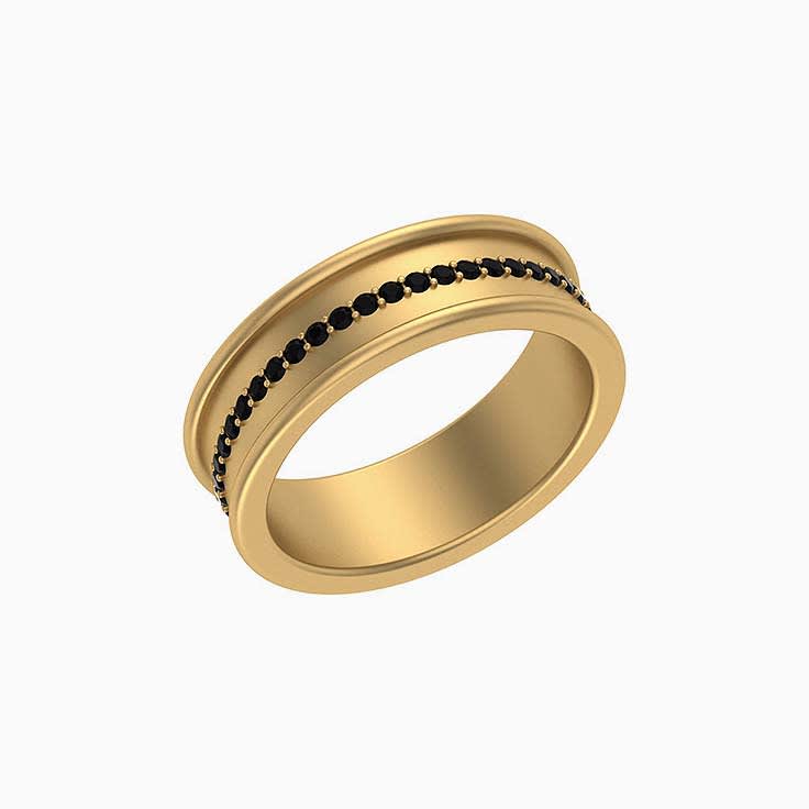 Solid gold and black diamond band