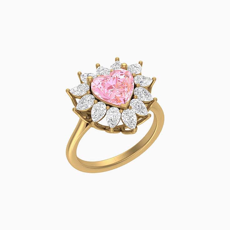 Heart Rays with Lab Light Pink sapphire and diamonds