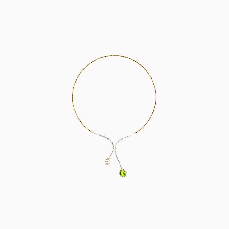 Natural Lagoon Green Tourmaline and Natural diamond necklace