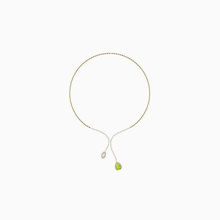 Natural Lagoon Green Tourmaline and Natural diamond necklace