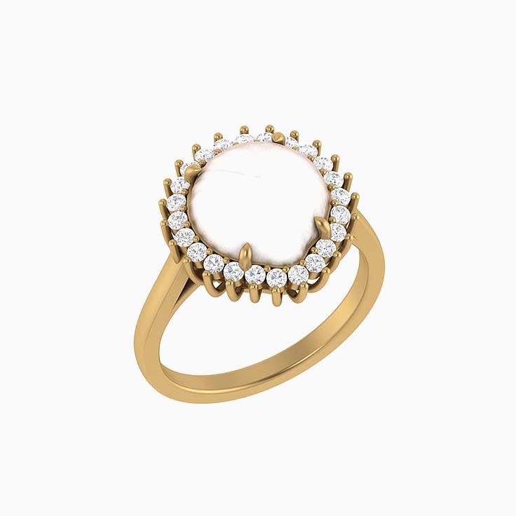 Baroque pearl natural diamond halo