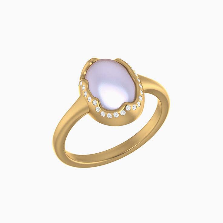 Baroque pearl set with natural diamonds