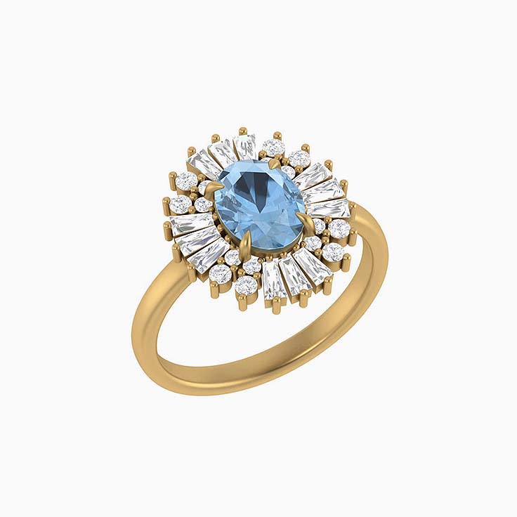 Classic Blue Topaz 1ct and dazzling dazzling natural diamonds