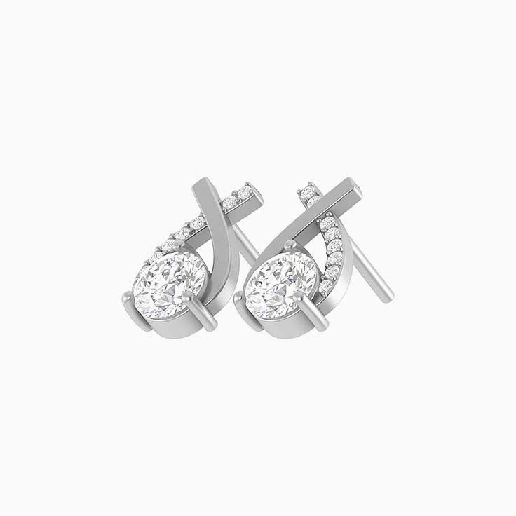 Lab cross over stud earrings