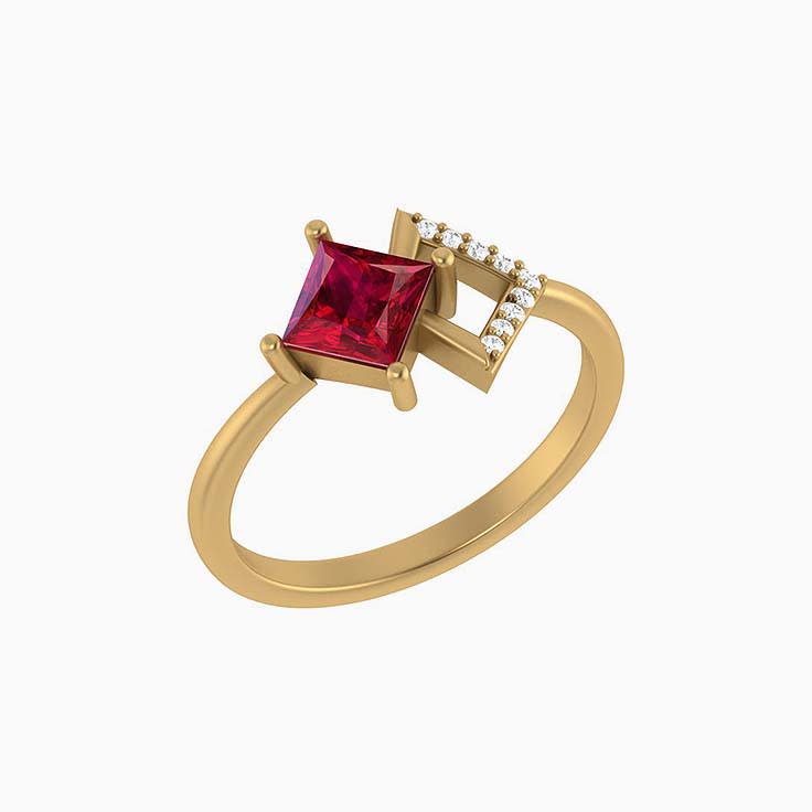Geometrical Design Natural ruby and diamonds