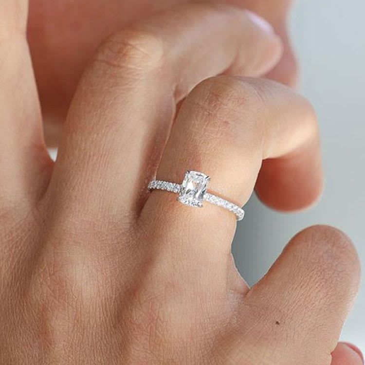 Lab Cushion Cut Diamond Engagement Ring