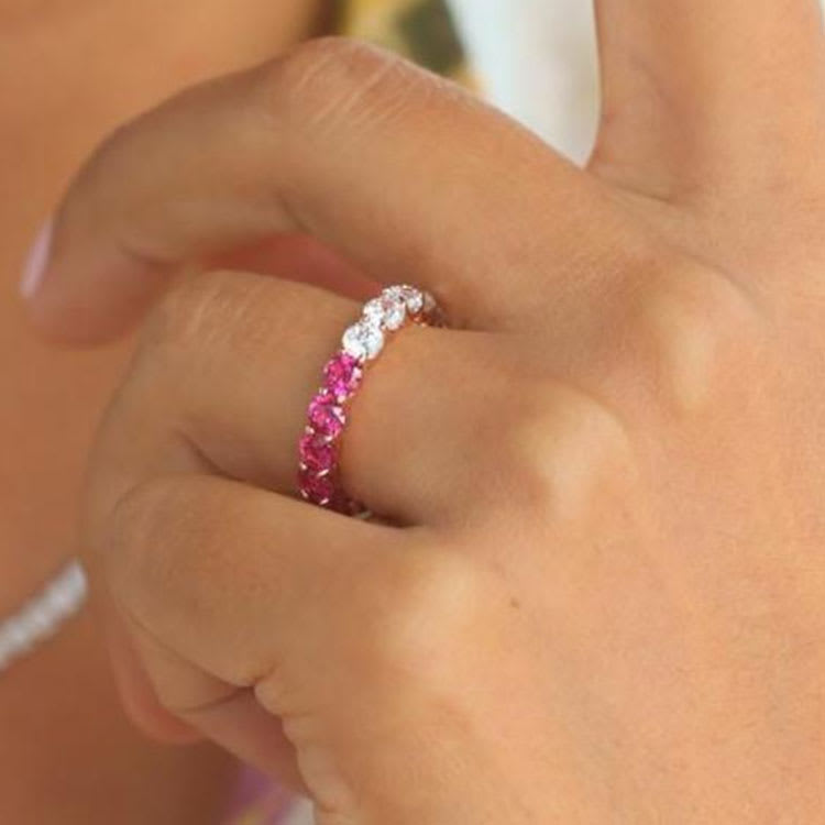 Lab Ruby And Diamond Eternity Ring