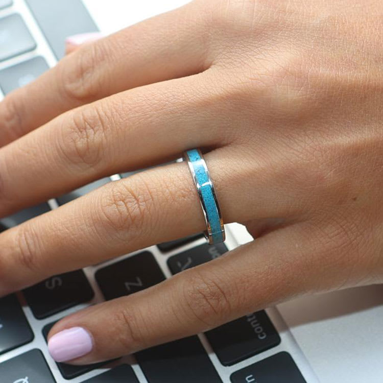 Titanium and turquoise ring