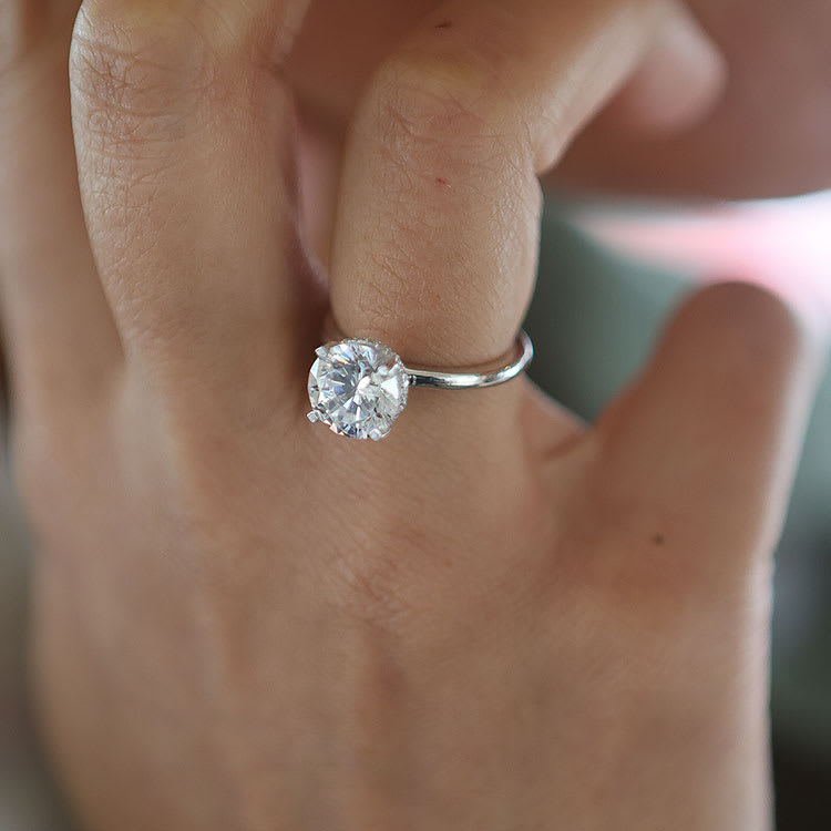 Double Hidden Halo Lab Round Diamond Ring