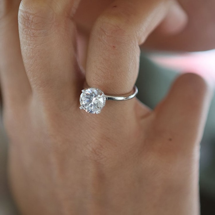 Double Hidden Halo Lab Round Diamond Ring