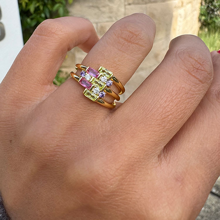 Natural Multicolour Tourmaline Ring