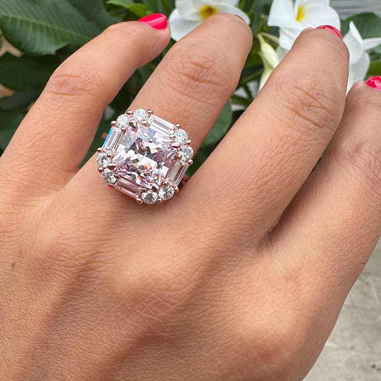 Baby Pink Natural Morganite With Lab Diamonds Cocktail Ring