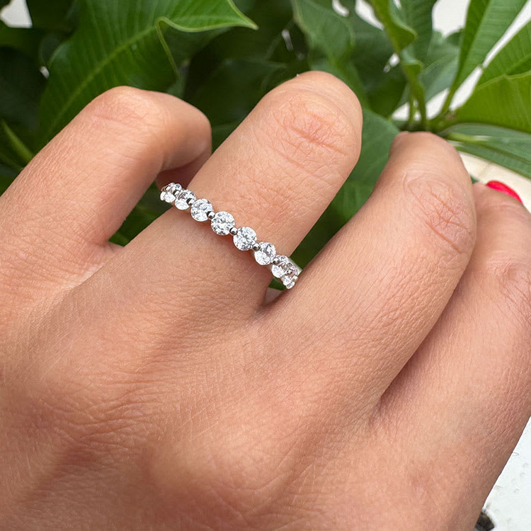 8 Points Each Lab Diamond Wedding Ring