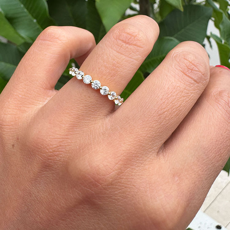 8 Points Each Lab Diamond Wedding Ring