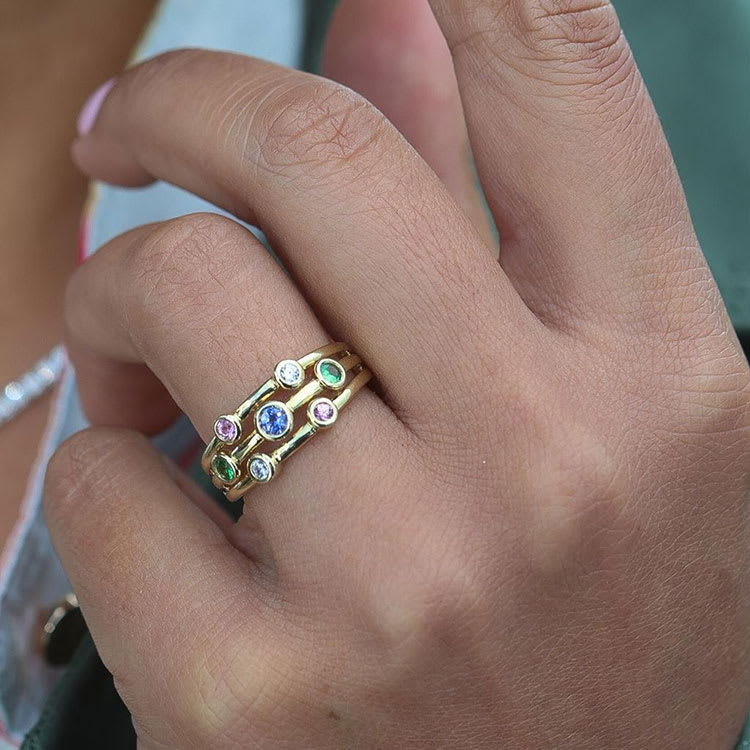Personalise Birthstone Gold Ring