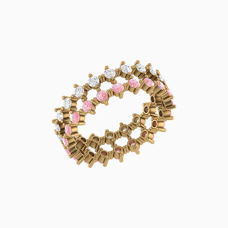 Light Pink sapphire and diamond double band