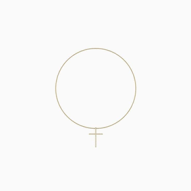 Modern natural diamond cross and chain 45cm x 1.5mm width