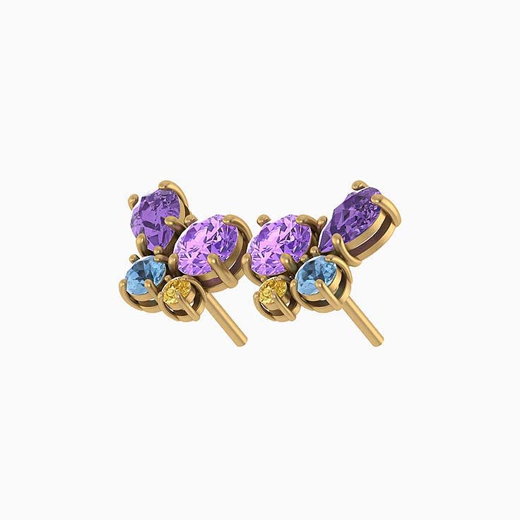 Colour of life Natural Amethyst  Blue topaz Citrine Earrings