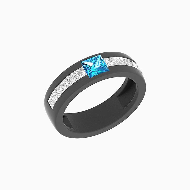 Zirconium and Lab Diamond ring and Natural Blue topaz