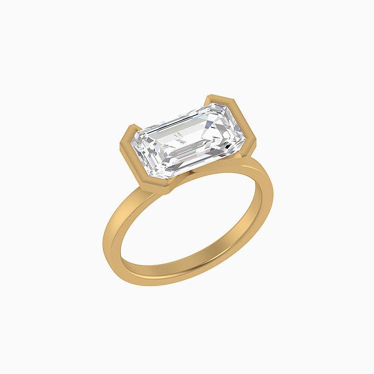 Lab Emerald cut West to East setting solitaire