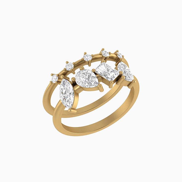Fancy cut Lab diamond double ring