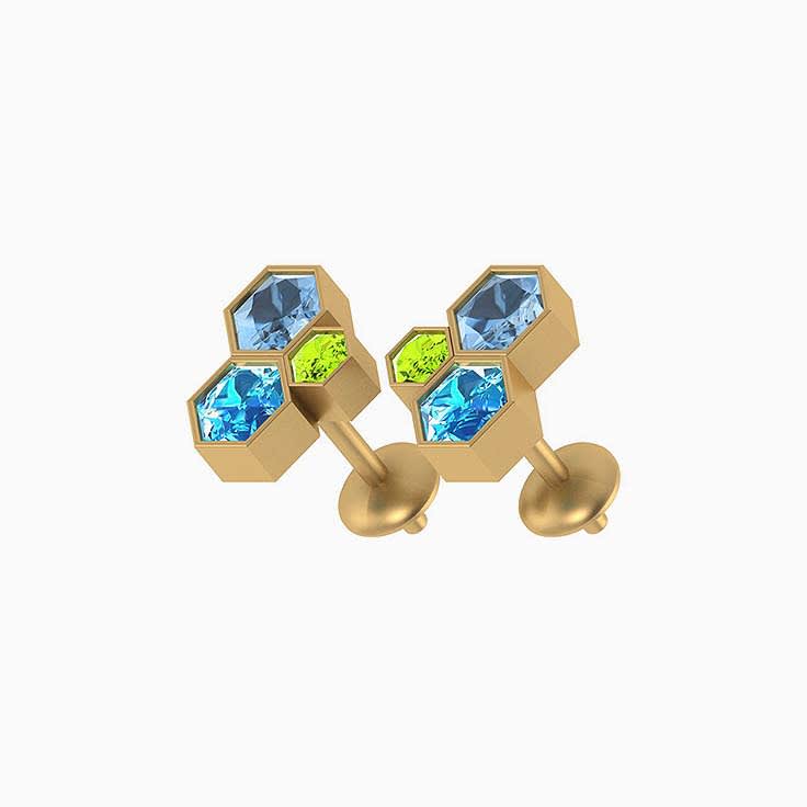 Sea Breeze Blue Topaz Aquamarine peridot studs