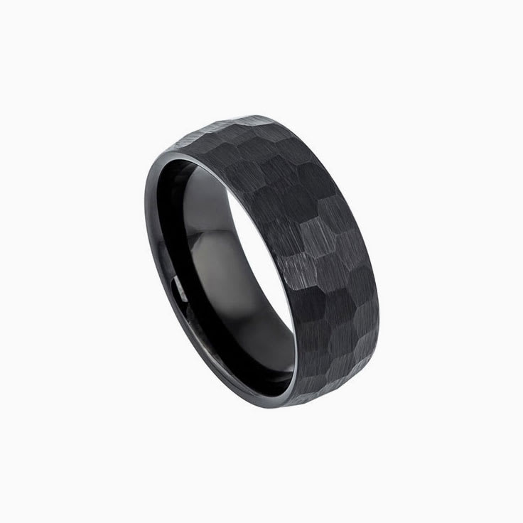 Hammer Finish Black Ring