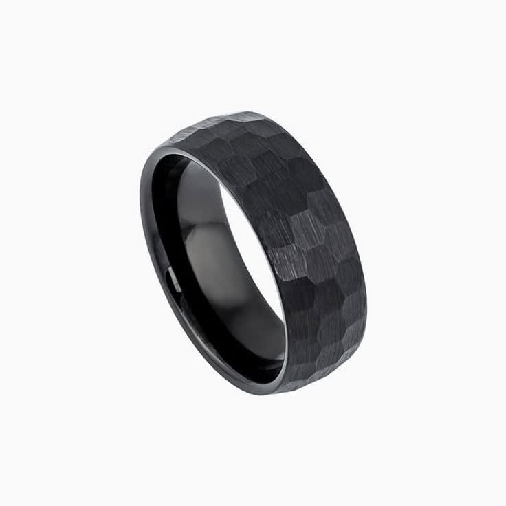 Hammer Finish Black Ring