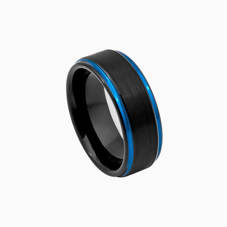Black Ring With Blue Stripes