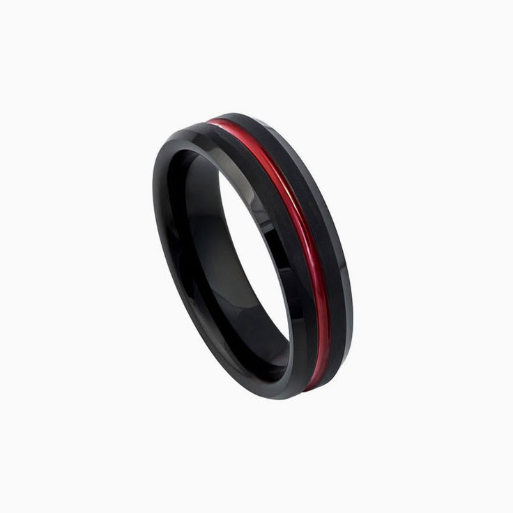 6mm Black Ring With Red Stripe