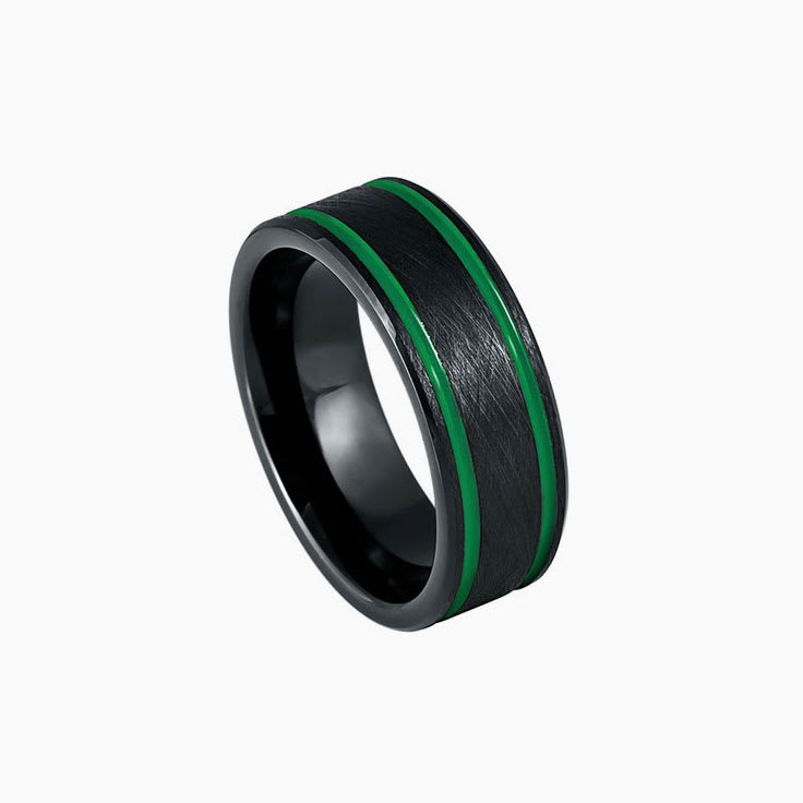 Black Ring With Green Stripe