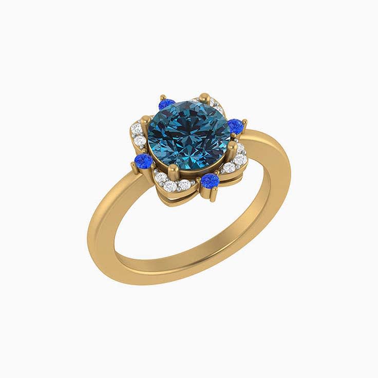 Classy London Blue and Sapphires and diamond ring