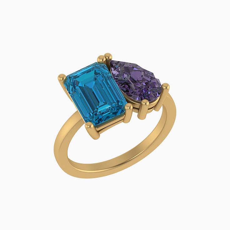Toi et Moi Lab Alexandrite and Natural London blue topaz
