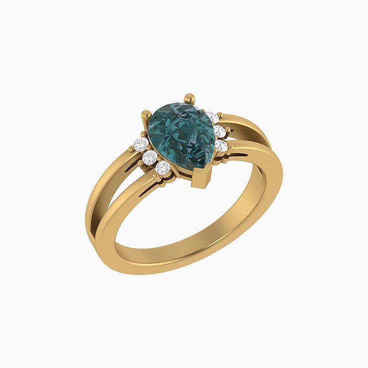 Australian Green Sapphire  and diamond sides