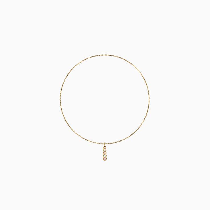 Lab pink 3P and white diamond elegant pendant with 43cm chain at 1.6mm thickness
