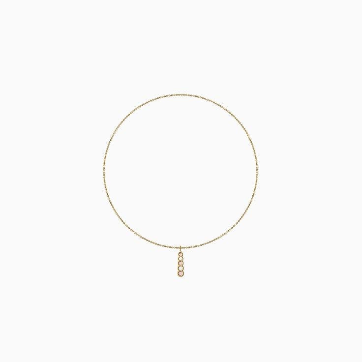 Lab pink 3P and white diamond elegant necklace