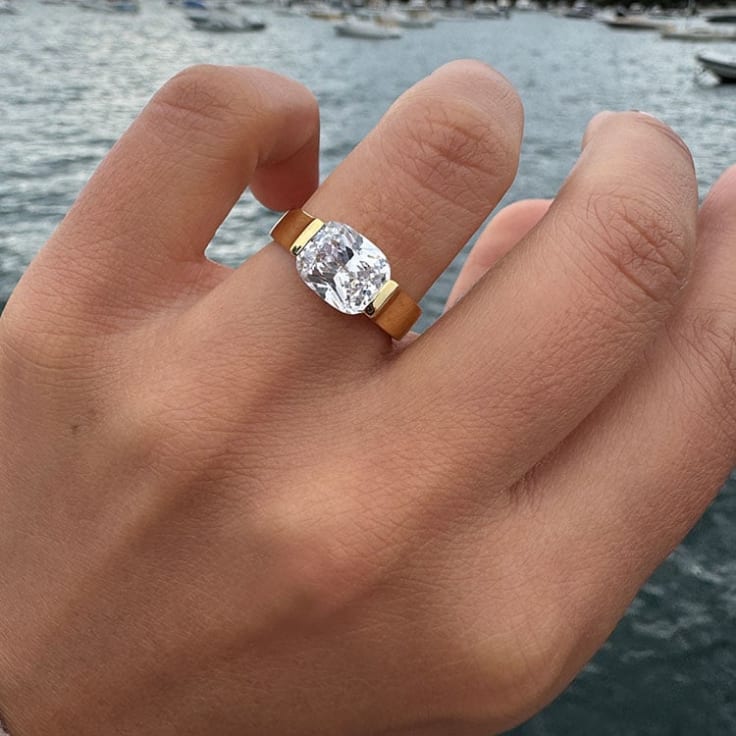 4ct Lab Cushion cut Diamond on a plain band