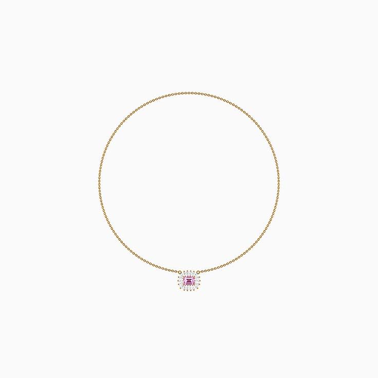 Lab Pink Sapphire and lab diamonds 43cm diameter x 1.7mm thick chain necklace