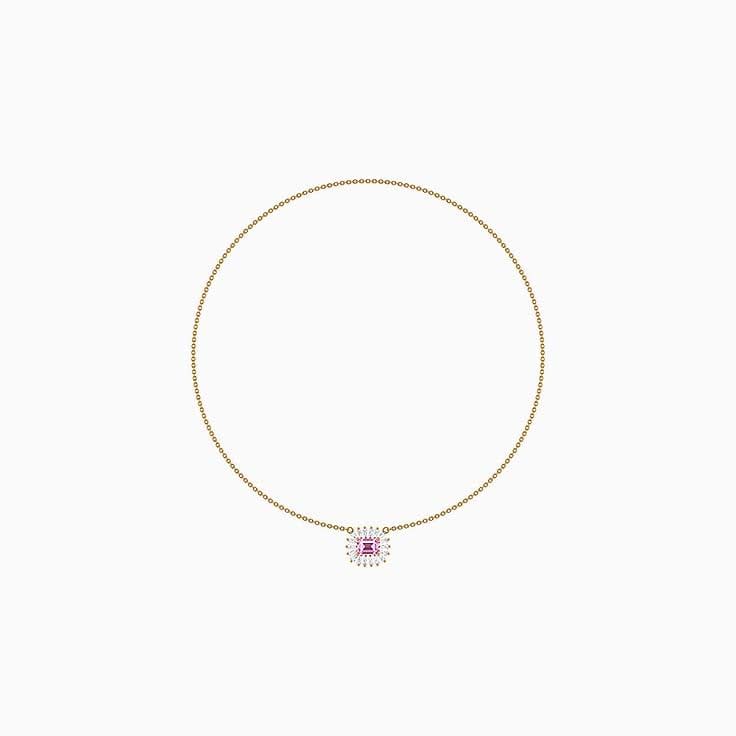 Lab Pink Sapphire and lab diamonds 43cm diameter x 1.7mm thick chain necklace