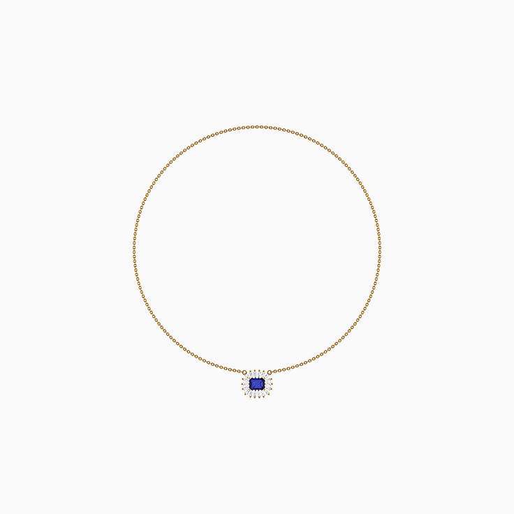 Natural Tanzanite and Lab diamonds with 43cm diameter 1.7mm thick chain necklace