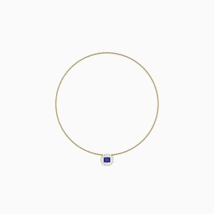 Natural Tanzanite and Lab diamonds with 43cm diameter 1.7mm thick chain necklace