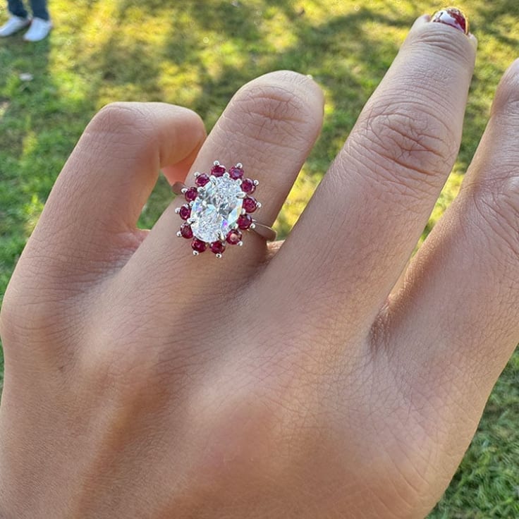 Lab Oval with ruby halo