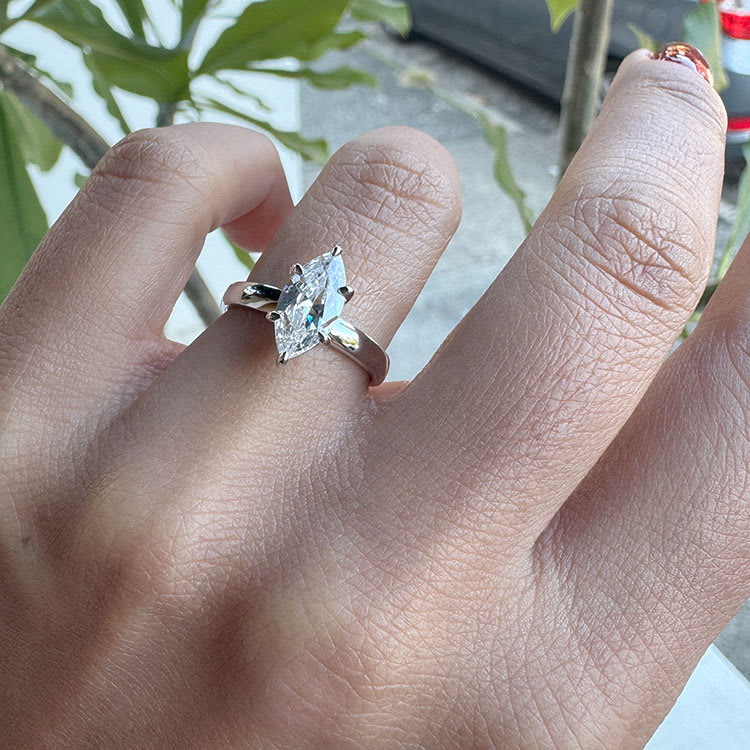 Lab Marquise cut on a thick gold band