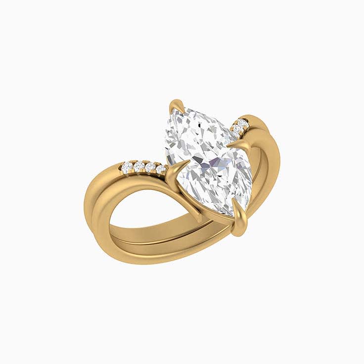 Double band V with Lab Marquise cut Engagement ring
